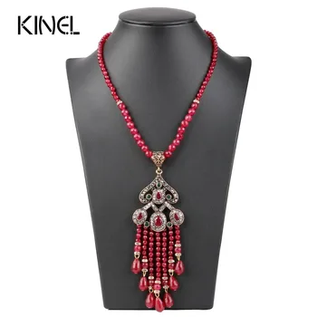 Luxury Vintage Long Tassel Pendant Necklace For Women Antique Gold Color Turkish Red Crystal Sweater Indian Bijoux
Luxury Vintage Long Tassel Pendant Necklace For Women Antique Gold Color Turkish Red Crystal Sweater Indian Bijoux