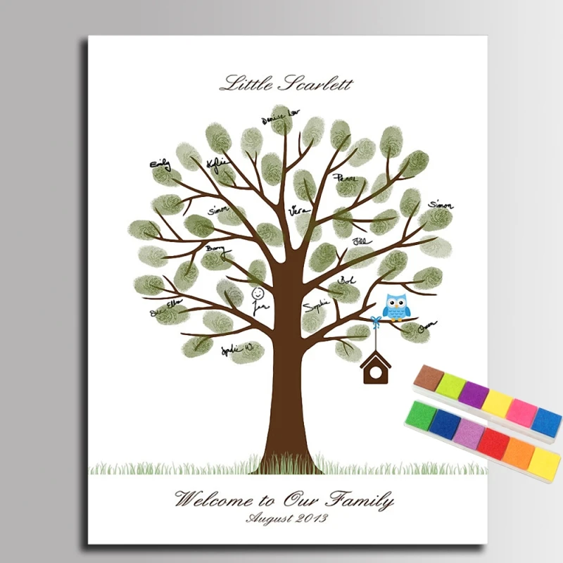 DIY Fingerprint Signature Tree Canvas Painting Baby Owl Guest Book Baby Shower Decorations Unique Gift
DIY Fingerprint Signature Tree Canvas Painting Baby Owl Guest Book Baby Shower Decorations Unique Gift