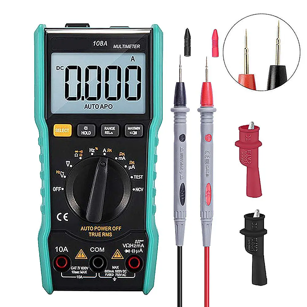 Auto Ranging Digital Multimeter TRMS 6000 Mearuring Temperature AC/DC Voltage/Current Voltage Alert Amp Ohm
Auto Ranging Digital Multimeter TRMS 6000 Mearuring Temperature AC/DC Voltage/Current Voltage Alert Amp Ohm