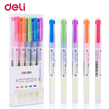 

Deli quality dual head two color scribble highlighter pen set for office and school supply colored marker pen with invisible ink