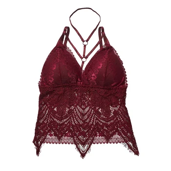 Lace Embroidered Solid Color Triangle Cup Long Hem Halter Tube Top With Chest Pad
Lace Embroidered Solid Color Triangle Cup Long Hem Halter Tube Top With Chest Pad