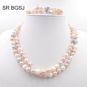 Free Shipping 8-9mm 2 Rows Natural Pearl Necklace Bracelet GF Box Tab Clasp Woman Jewelry Set
Free Shipping 8-9mm 2 Rows Natural Pearl Necklace Bracelet GF Box Tab Clasp Woman Jewelry Set
