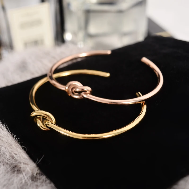 

YUN RUO 2019 New Arrival Chic Fashion Knot Lovers Bangle Rose Gold Color Titanium Steel Jewelry Woman Birthday Gift Never Fade