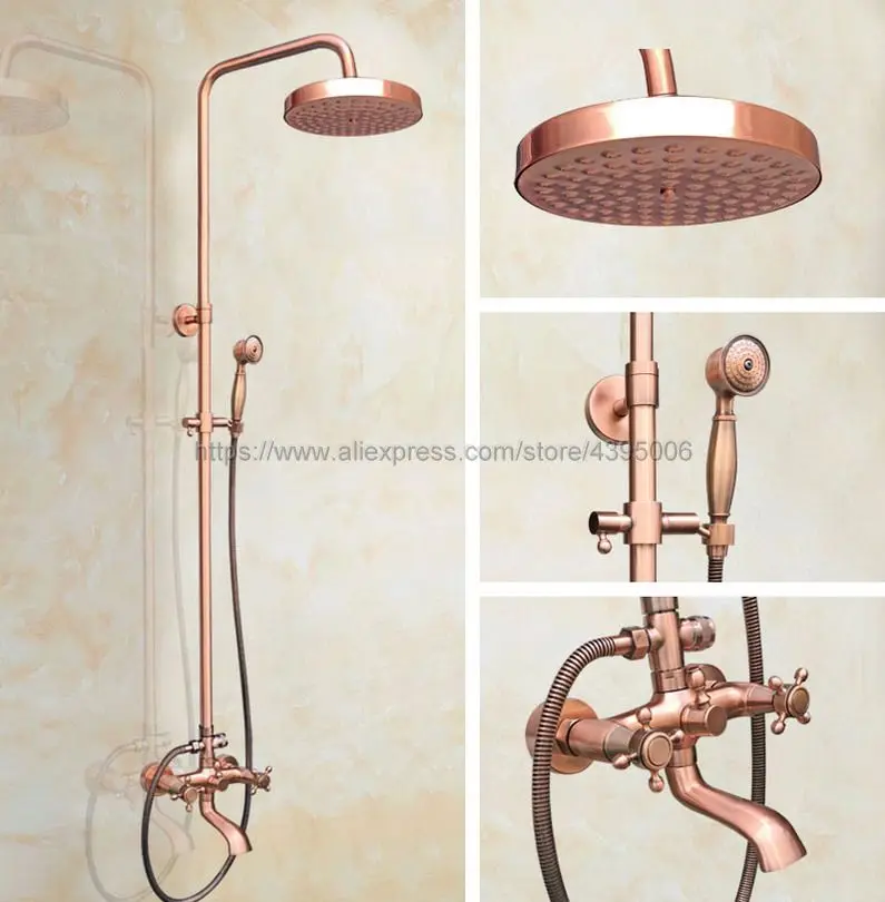 Red Copper bath shower faucets set Bathroom mixer shower bathtub taps rainfall shower wall torneira tap shower head Brg512
Red Copper bath shower faucets set Bathroom mixer shower bathtub taps rainfall shower wall torneira tap shower head Brg512
