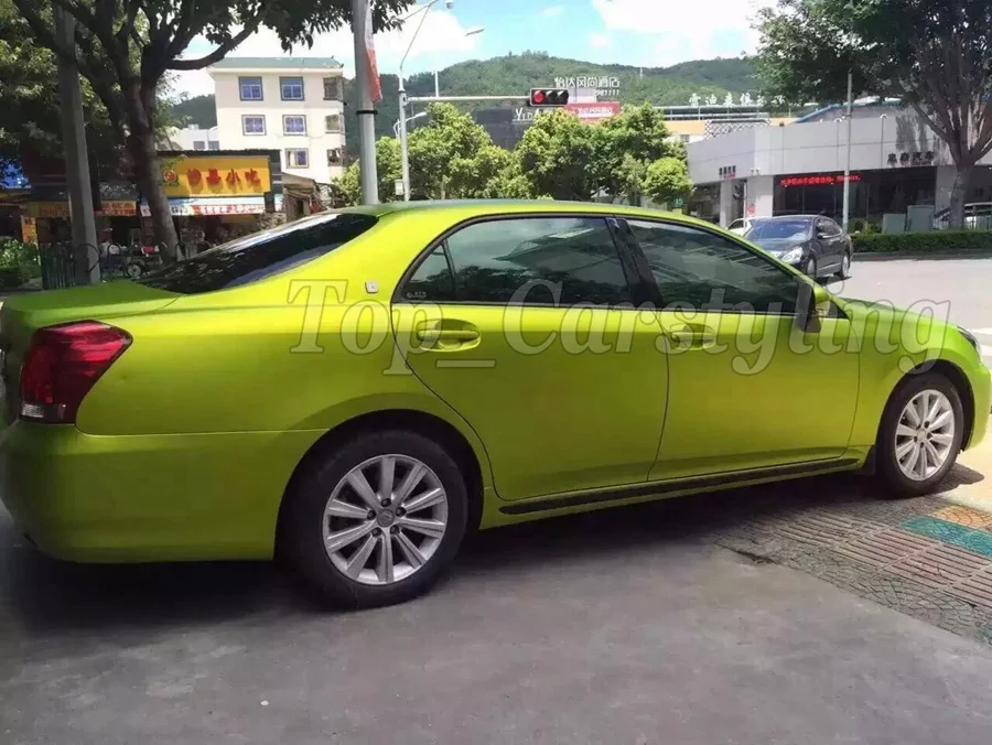 YELLOW FROZEN SATIN CHROME METALLIC Matte chrome car vinyl wrapping film graphic Foile wrap skin covering APA VIVID 3M STICKERS (1)