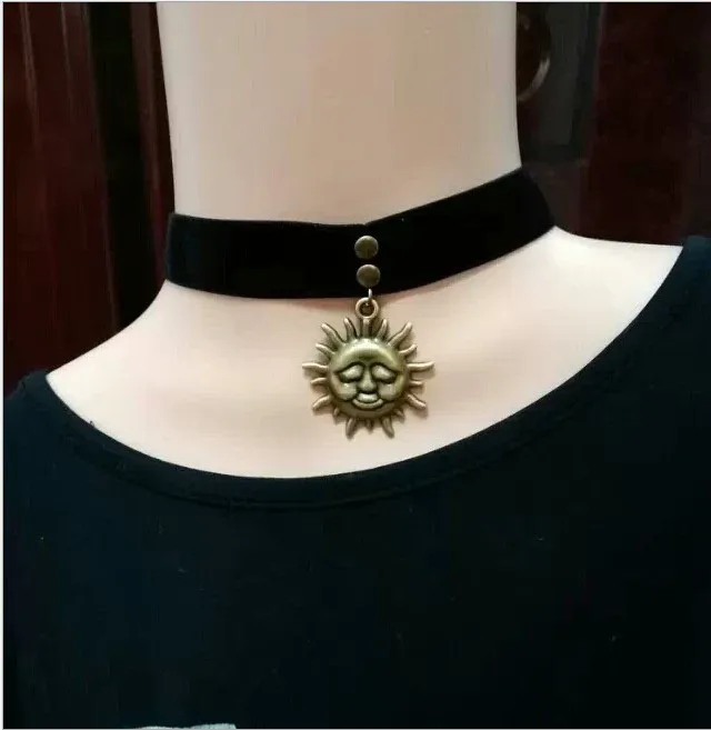 Leon Шарм черное бархатное ожерелье луна и звезды кулон Цепочки ожерелья Колье