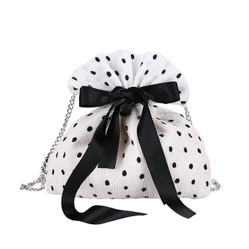 Summer New Wave Point Silk Drawstring Bucket Bag Shoulder Lady Chain Messenger Bag Wallet
Summer New Wave Point Silk Drawstring Bucket Bag Shoulder Lady Chain Messenger Bag Wallet