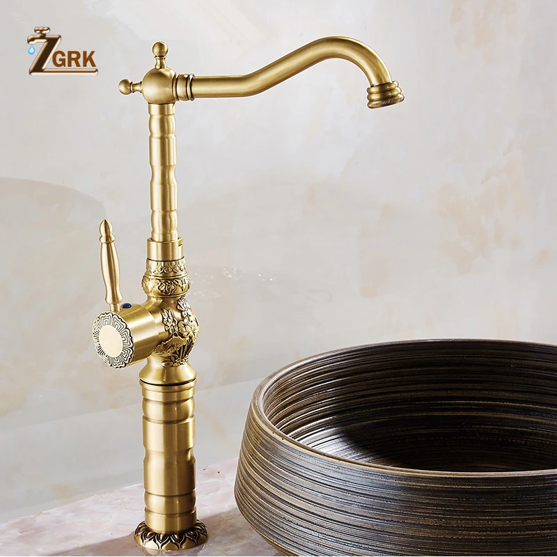 ZGRK Basin Faucets Antique Brass Bathroom Faucet Tall Basin Tap Rotate Single Handle Hot and Cold Water Mixer Taps
ZGRK Basin Faucets Antique Brass Bathroom Faucet Tall Basin Tap Rotate Single Handle Hot and Cold Water Mixer Taps