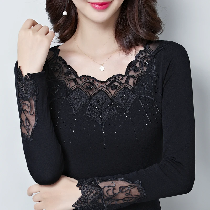 Women Tops Chemise Femme Blusas Femininas Blouses Women's Shirt Black O-neck Long Sleeve Lace Elegant Blouse Plus Size 4XL
Women Tops Chemise Femme Blusas Femininas Blouses Women's Shirt Black O-neck Long Sleeve Lace Elegant Blouse Plus Size 4XL