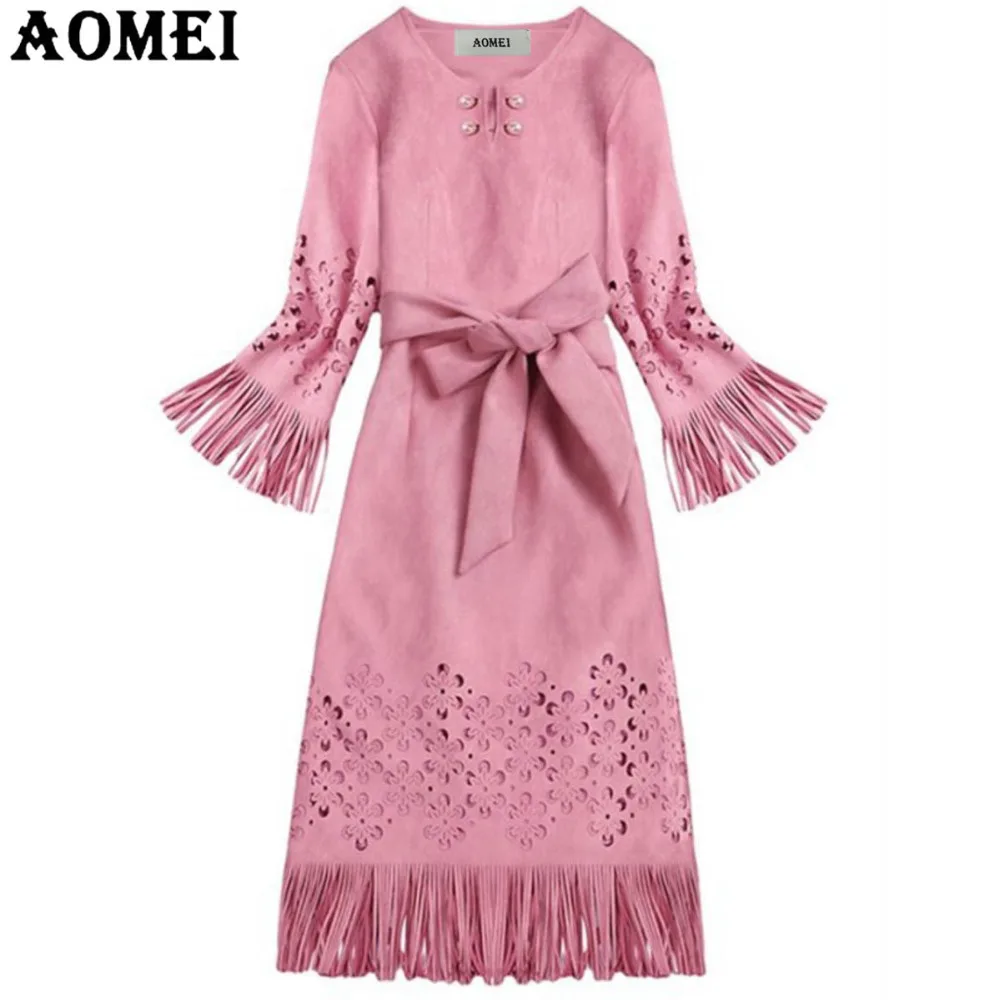 2019 Spring Women Dress Suede Pink Color Fall Fashion Lady Casual Office Wear to Work Dresses Clothing Robes with Sashes Fringe
2019 Spring Women Dress Suede Pink Color Fall Fashion Lady Casual Office Wear to Work Dresses Clothing Robes with Sashes Fringe