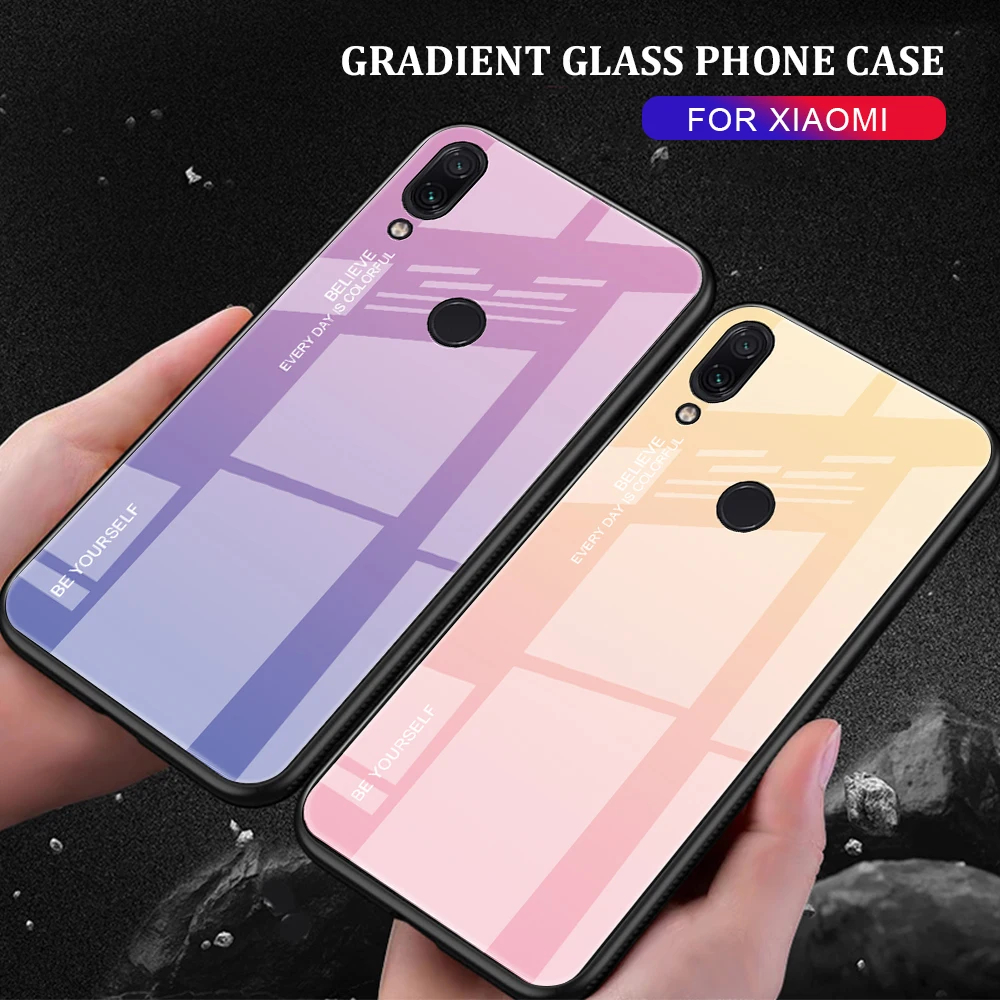 Gradient Tempered Glass for XiaoMi RedMi Note 7 Pro RedMi 7 Note7 9H New Cases Fashion Glass + SIlicone Phone Case Cover Housing
Gradient Tempered Glass for XiaoMi RedMi Note 7 Pro RedMi 7 Note7 9H New Cases Fashion Glass + SIlicone Phone Case Cover Housing