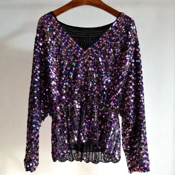 AMBMCM 2018 Women Fashion Chiffon Sequined Blouse V-neck Batwing Sleeve Ruffles Beading Pullovers Blouse Tops 2Color
AMBMCM 2018 Women Fashion Chiffon Sequined Blouse V-neck Batwing Sleeve Ruffles Beading Pullovers Blouse Tops 2Color