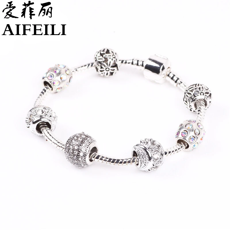 AIFEILI Fashion Antique Silver Color Charm Bangle & Bracelet with Flower Crystal Ball For Women Bracelet Wedding Women Gift
AIFEILI Fashion Antique Silver Color Charm Bangle & Bracelet with Flower Crystal Ball For Women Bracelet Wedding Women Gift