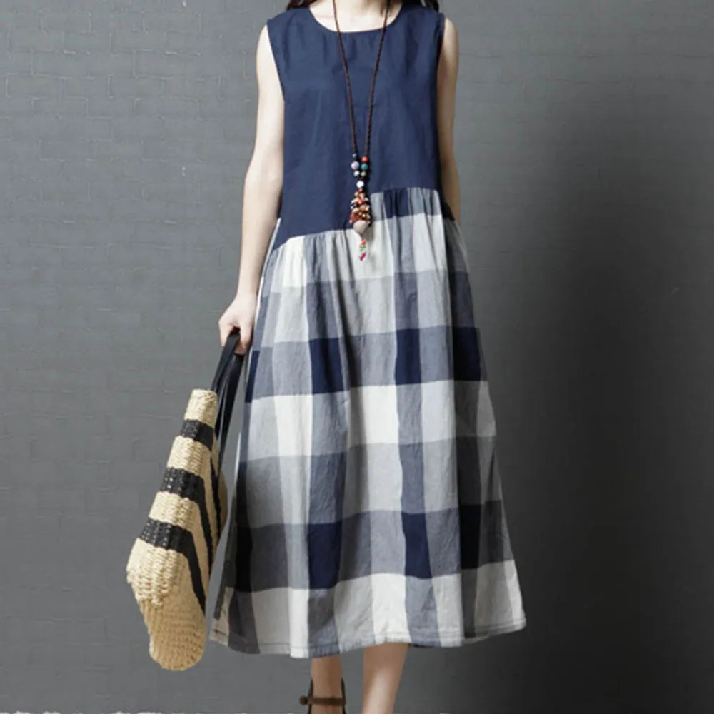 Telotuny women dress Sleeveless Plaid Loose women dress summer dress women cotton maternity dresses JL 18
Telotuny women dress Sleeveless Plaid Loose women dress summer dress women cotton maternity dresses JL 18