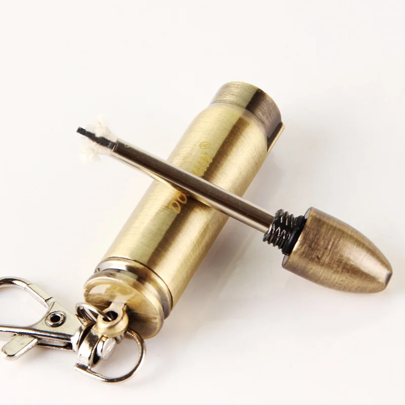 

Retro Mini Bullet Lighters Flame Kerosene Oil Lighter Keychain pendant Cigarette Fire Metal gasoline Cigar Lighters Men Gadget