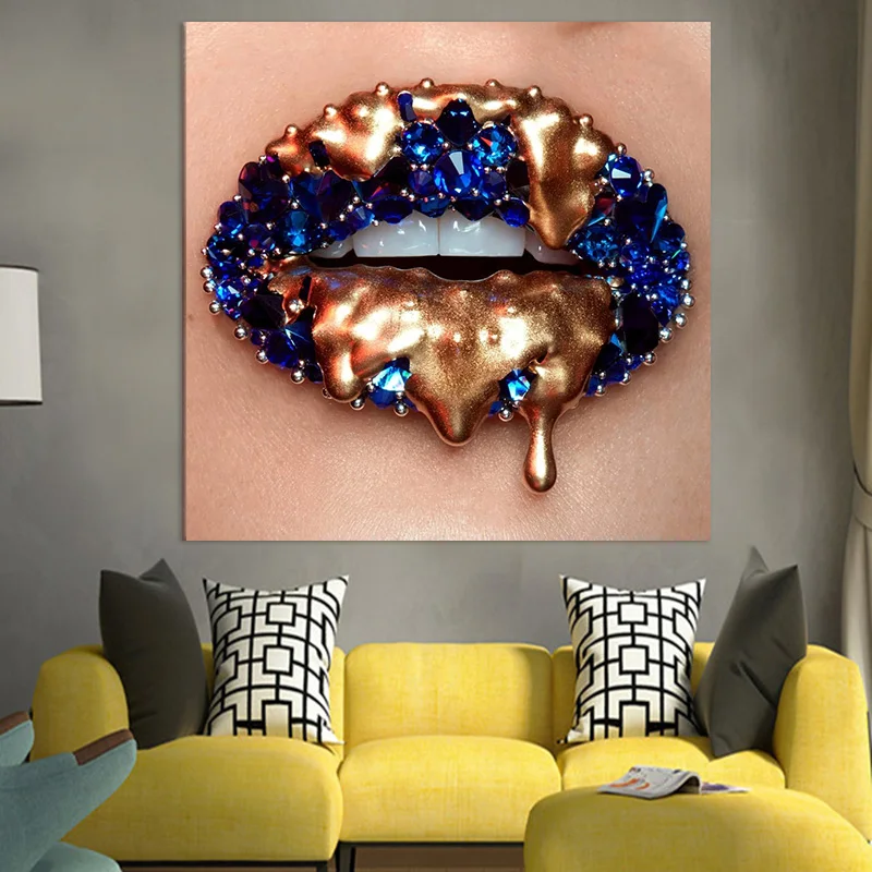 Drop Shipping Blue And Gold Lip Prints Wall Art Paintings Modern Picture Mouth Canvas Posters Print For Room Home Decor
Drop Shipping Blue And Gold Lip Prints Wall Art Paintings Modern Picture Mouth Canvas Posters Print For Room Home Decor