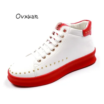 2019 Luxury Genuine Leather Dot Rivet Red Bottom High Top Loafers Platform Shoes Male Street Hip Hop Flat shoes Casual Dress Men
2019 Luxury Genuine Leather Dot Rivet Red Bottom High Top Loafers Platform Shoes Male Street Hip Hop Flat shoes Casual Dress Men