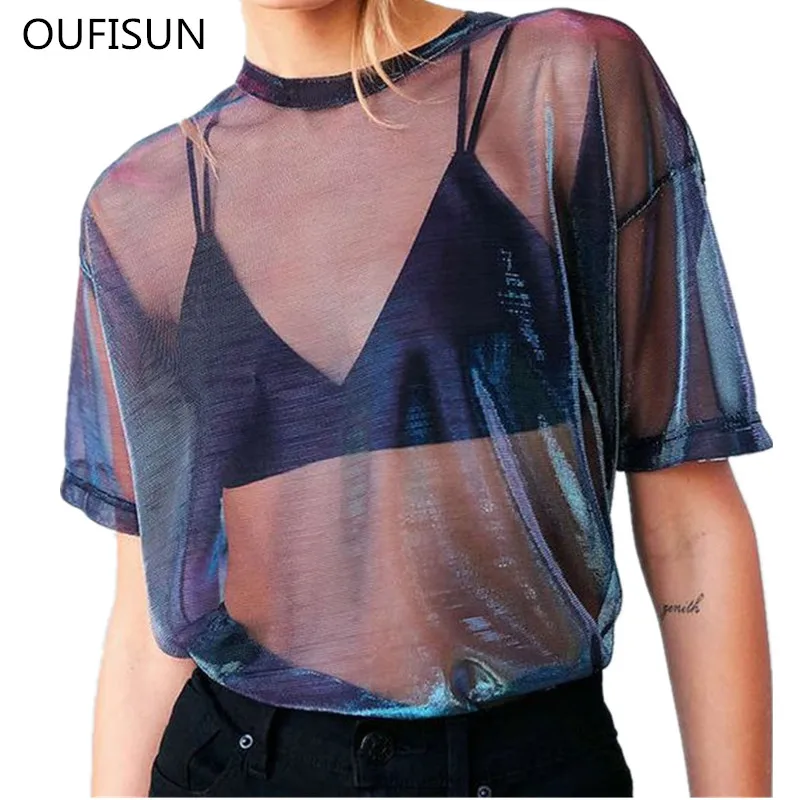 Oufisun Summer Sexy Mesh T Shirts Women Casual Short Sleeve T-shirts Tops Loose Transparent Femme Tees Tops Hollow T-shirt
Oufisun Summer Sexy Mesh T Shirts Women Casual Short Sleeve T-shirts Tops Loose Transparent Femme Tees Tops Hollow T-shirt