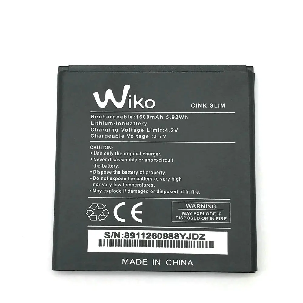 1600mAh High Quality Replacement Li-ion Battery For Wiko Cink Slim Batterie Batterij Bateria + Track Code
1600mAh High Quality Replacement Li-ion Battery For Wiko Cink Slim Batterie Batterij Bateria + Track Code