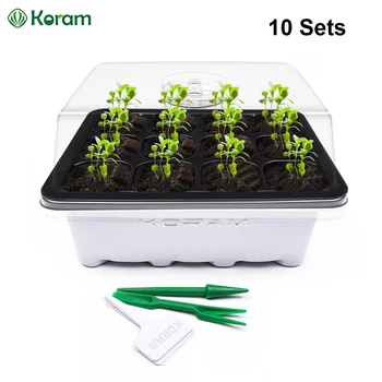 KORAM 10 Set 12 Cells Seed Tray Grow Box Nursery Pot Seedling Starter Germination Kit with Dome Plant Tags for Flower Garden 
KORAM 10 Set 12 Cells Seed Tray Grow Box Nursery Pot Seedling Starter Germination Kit with Dome Plant Tags for Flower Garden