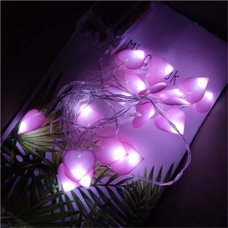Romantic Heart Led Light String with Battery Box Pink/Blue Cloth Night for Holiday Birthday Party Deco 15/300cm 2324 | Лампы и