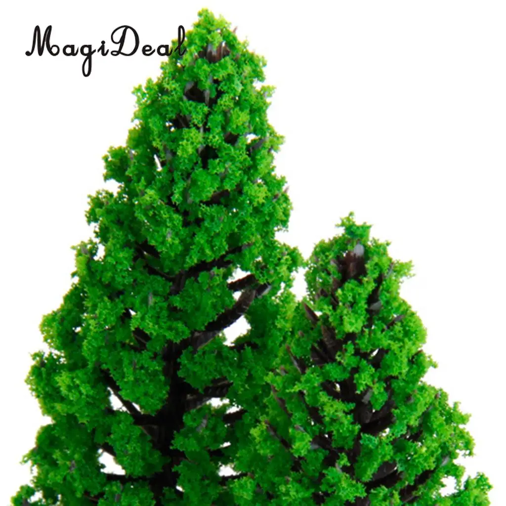 MagiDeal 10Pcs 1/50 Scale Green Train Set Scenery Landscape Plastic Model Tree for House Party Festival Xmas Garden Decor Layout