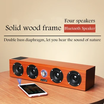 Wooden wireless Bluetooth speaker portable Subwoofer music bluetooth receiver handfree call Strong four horn Wireless speakers 
Wooden wireless Bluetooth speaker portable Subwoofer music bluetooth receiver handfree call Strong four horn Wireless speakers