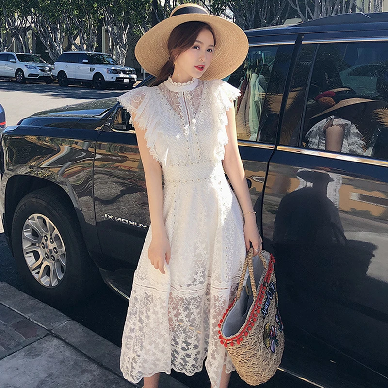White Lace Dress Party Cute Women Butterfly Sleeve Flower Embroidery Pearls Long Dresses Lace Hollow Out Summer Dress Vestidos
White Lace Dress Party Cute Women Butterfly Sleeve Flower Embroidery Pearls Long Dresses Lace Hollow Out Summer Dress Vestidos