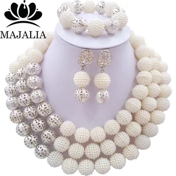 Majalia Fashion Nigerian Wedding African Jewelery Set White Crystal Plastic Pearl Necklace Bride Jewelry Sets 3SQ012
Majalia Fashion Nigerian Wedding African Jewelery Set White Crystal Plastic Pearl Necklace Bride Jewelry Sets 3SQ012