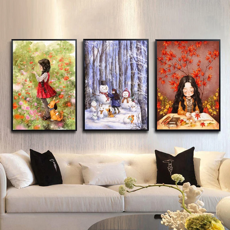 New Needlework,DMC Color Full Embroidery kit,cartoon season maple snowman angel girls Painted Pattern cross stitch Wall Decor
New Needlework,DMC Color Full Embroidery kit,cartoon season maple snowman angel girls Painted Pattern cross stitch Wall Decor