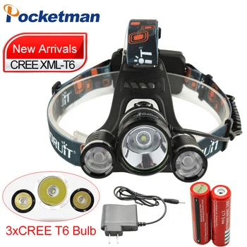 5000LM LED Headlamp XML T6 4 Modes Rechargeable Headlight Head Lamp Spotlight For Hunting+Charger(US EU)+2 PCS 18650
5000LM LED Headlamp XML T6 4 Modes Rechargeable Headlight Head Lamp Spotlight For Hunting+Charger(US EU)+2 PCS 18650
