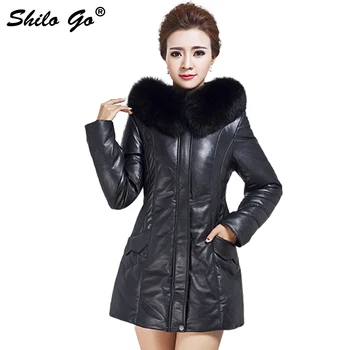 Plus size Autumn winter fashion women high quality Fox fur fur collar warm down black genuine leather long coat 7XL
Plus size Autumn winter fashion women high quality Fox fur fur collar warm down black genuine leather long coat 7XL