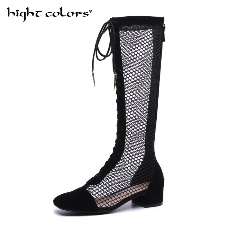 Brand Design Fishnet Patchwork Spring Summer Boots Shoes Woman Front Cross Tied Hollow Out Square Heel Cool Boot For Women
Brand Design Fishnet Patchwork Spring Summer Boots Shoes Woman Front Cross Tied Hollow Out Square Heel Cool Boot For Women