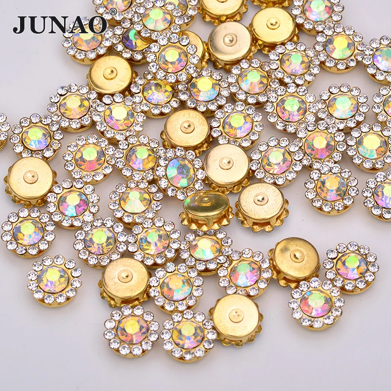 JUNAO 100pcs 10mm Sew On Crystal AB Glass Flower Rhinestone Sewing Beads Applique Gold Claw Crystal Stones for DIY Needlework
JUNAO 100pcs 10mm Sew On Crystal AB Glass Flower Rhinestone Sewing Beads Applique Gold Claw Crystal Stones for DIY Needlework