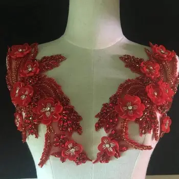 red crystal rhinestone appliques, 3D flowers beaded lace appliques, rhinestone bodice shoulders applique, bridal headpieces sash 
red crystal rhinestone appliques, 3D flowers beaded lace appliques, rhinestone bodice shoulders applique, bridal headpieces sash