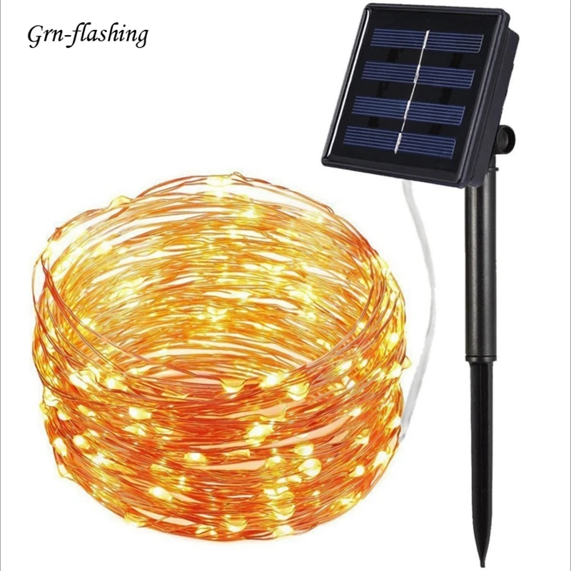 

8 modes 10m 20m LED Solar garden String Light silver Copper wire Fairy Solar Powered for Christmas party outdoor decor lighting