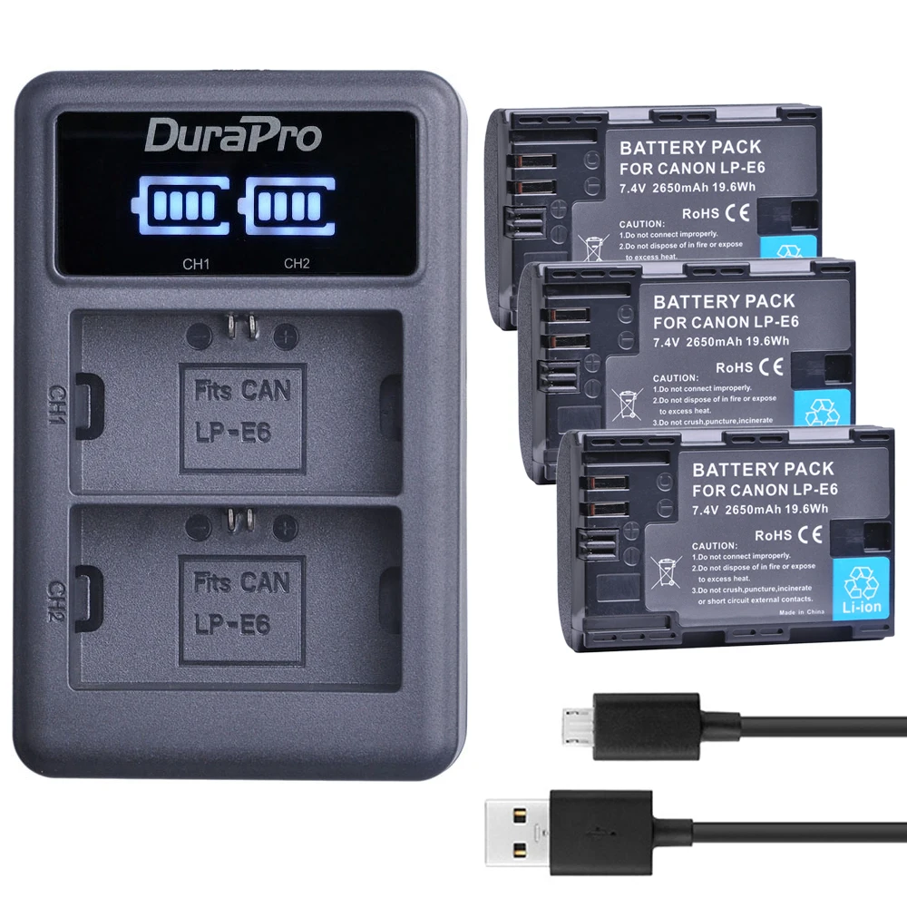 3pc LP-E6 LP E6 LPE6 LP-E6N Rechargeable Battery + LED USB Charger For Canon LP-E6 EOS 5DS R 5D Mark II 5D Mark III 6D 7D 80D
3pc LP-E6 LP E6 LPE6 LP-E6N Rechargeable Battery + LED USB Charger For Canon LP-E6 EOS 5DS R 5D Mark II 5D Mark III 6D 7D 80D