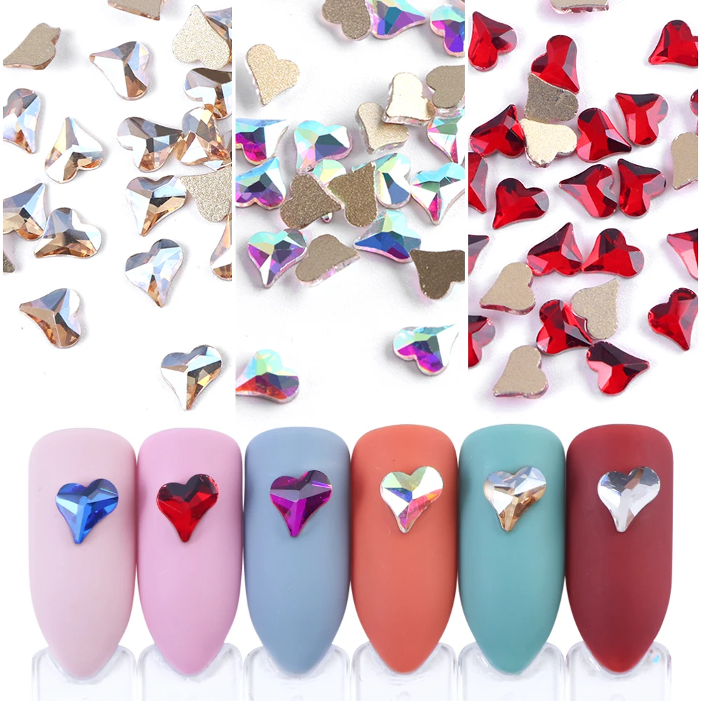 10pcs Crooked Heart Rhinestones Nail AB FlatBack Crystals 3D Colorful Gems Irregular Diamonds Jewelry Nail Art Decorations BE790
10pcs Crooked Heart Rhinestones Nail AB FlatBack Crystals 3D Colorful Gems Irregular Diamonds Jewelry Nail Art Decorations BE790