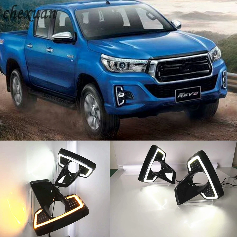 CSCSNL 1 Set DRL LED Daytime Running Lights Diglight 12V Fog Cover With Turn Yellow Signal For Toyota Hilux Revo Rocco 2018 2019
CSCSNL 1 Set DRL LED Daytime Running Lights Diglight 12V Fog Cover With Turn Yellow Signal For Toyota Hilux Revo Rocco 2018 2019