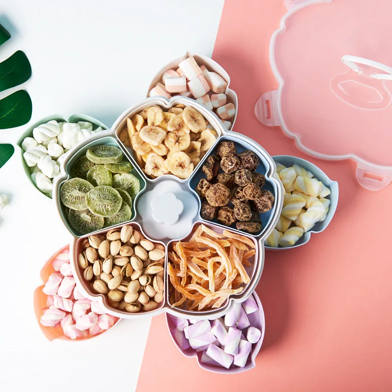 Rotating Candy Box Nuts Box Fruit Plate Living Room Dried Fruit Box Compartment with Lid
Rotating Candy Box Nuts Box Fruit Plate Living Room Dried Fruit Box Compartment with Lid