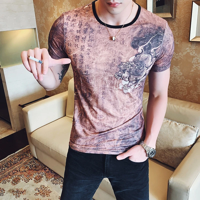 Chinese Print T-Shirt Social t shirt Men clothes 2019 Summer Men's Slim casual tshirt Male O Neck T Shirts Short Sleeve tshirts
Chinese Print T-Shirt Social t shirt Men clothes 2019 Summer Men's Slim casual tshirt Male O Neck T Shirts Short Sleeve tshirts