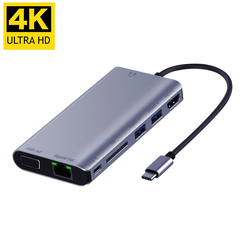 USB C to Rj45 Lan 4K HDMI VGA 2USB 3.0 SD Card 3.5mm Audio Port 8 In 1 Type C Dock Adapter Hub PD Charge for Macbook/S8 Dex Mode
USB C to Rj45 Lan 4K HDMI VGA 2USB 3.0 SD Card 3.5mm Audio Port 8 In 1 Type C Dock Adapter Hub PD Charge for Macbook/S8 Dex Mode