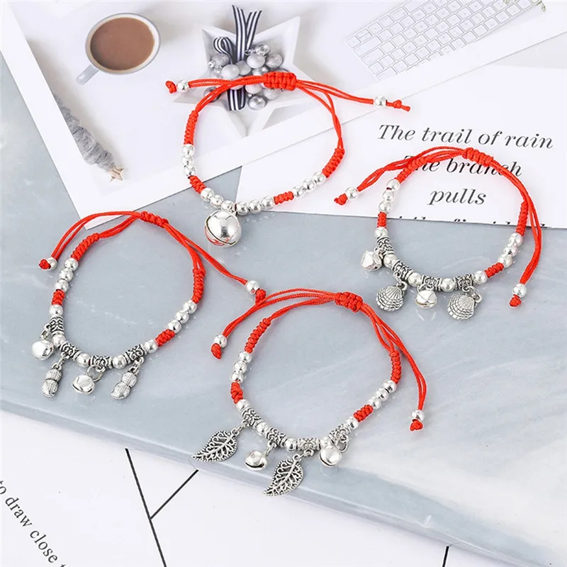 PINKSEE Red Rope Braided Wrist Bracelet Anklet 4 Styles Shape Bell Leaf Peanut Shell Dangles Good Luck Wishes Jewelry
PINKSEE Red Rope Braided Wrist Bracelet Anklet 4 Styles Shape Bell Leaf Peanut Shell Dangles Good Luck Wishes Jewelry