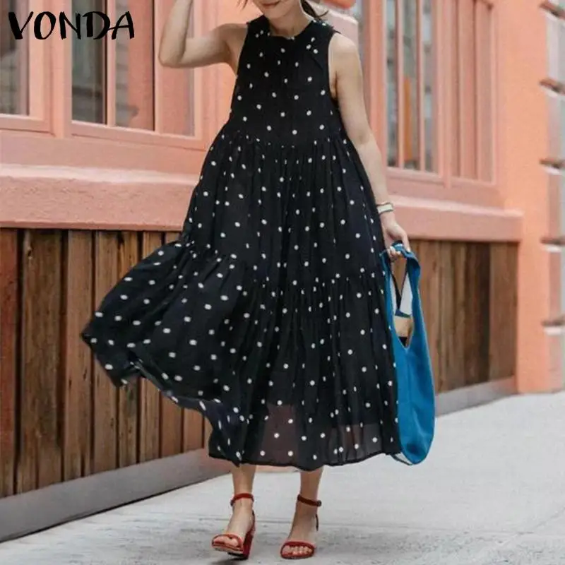 VONDA 2019 Summer Dress Bohemian Vintage Dot Printed Tank Dress Women Sexy Sleeveless Party Long Vestido Plus Size Sundress
VONDA 2019 Summer Dress Bohemian Vintage Dot Printed Tank Dress Women Sexy Sleeveless Party Long Vestido Plus Size Sundress