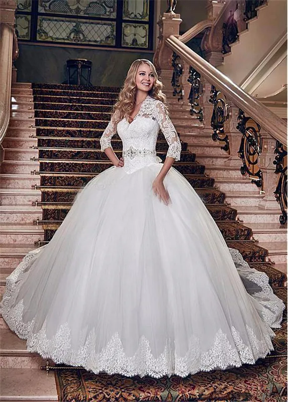 4-sleeves-wedding-gown-bridal-dress-v-neck-spring-wedding-dresses-with-lace-up-bridal-gowns-arabic (1)_副本