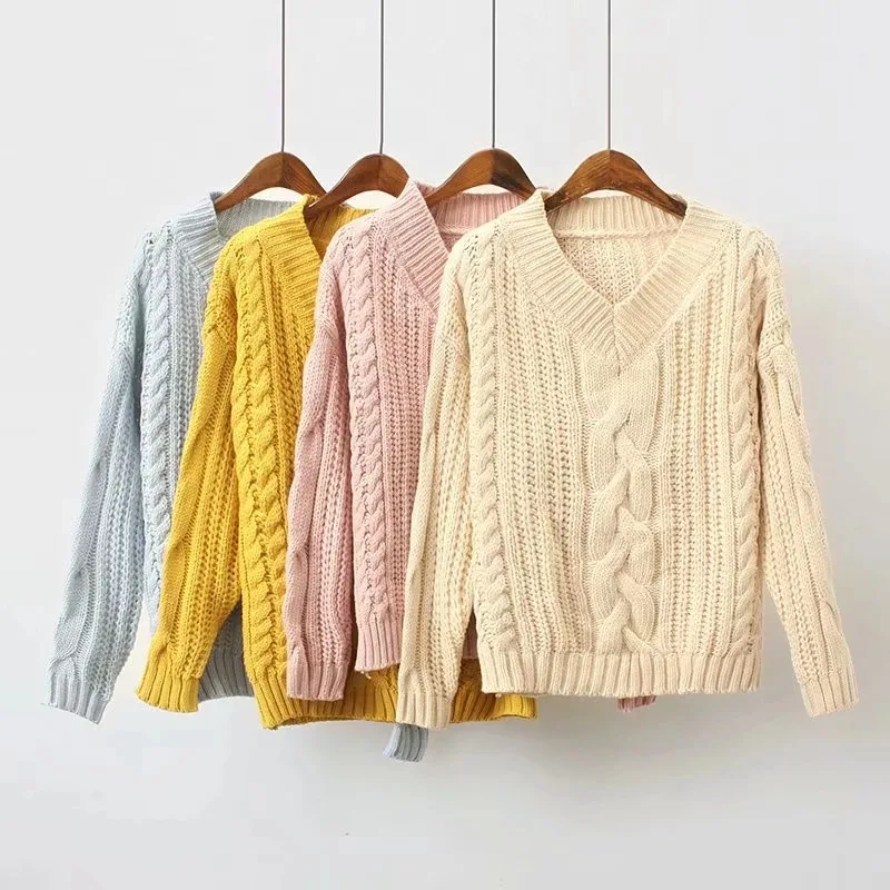 Q1023T34 Europe and America 2018 winter new twist V collar collar sweater WF143
Q1023T34 Europe and America 2018 winter new twist V collar collar sweater WF143
