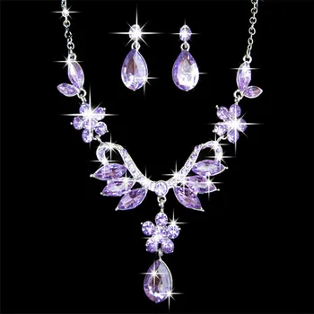 Bamos Charming Purple/Blue Crystal Water Drop Earrings Necklaces Jewelry Sets For Women Wedding Engagement Bridal Sets SMT1305
Bamos Charming Purple/Blue Crystal Water Drop Earrings Necklaces Jewelry Sets For Women Wedding Engagement Bridal Sets SMT1305