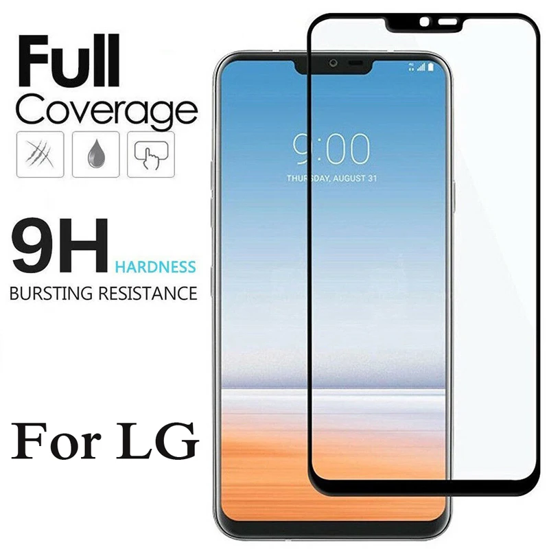 Защитное стекло 9H для LG V40 V50 V20 V30 K10 K8 2018 2017 G6 G8 Защита экрана Q60 K50 полное покрытие