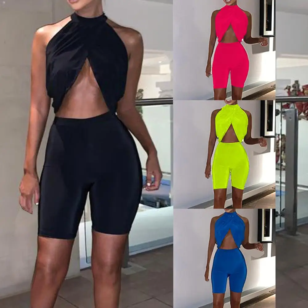 Summer New Arrival Fashion Women Sexy Solid Sleeveless Backless Cross Short Top Short Pants Matching Suits 2019x1
Summer New Arrival Fashion Women Sexy Solid Sleeveless Backless Cross Short Top Short Pants Matching Suits 2019x1