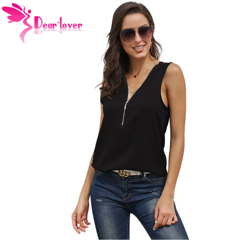 Dear Lover 2019 New Summer Women's Casual V Neck Sleeveless Tunics Blouses Chiffon Zipper Tank Tops Black Blue Green LC251960
Dear Lover 2019 New Summer Women's Casual V Neck Sleeveless Tunics Blouses Chiffon Zipper Tank Tops Black Blue Green LC251960